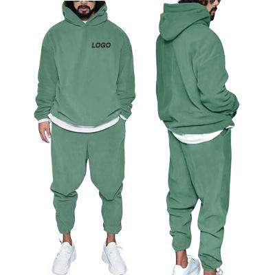 China Custom Logo Thermal 2 Piece Set Cotton Fleece Sweatsuit Outfit Mens Oversized Sweatpants And Hoodie Set Men Jogger Set Heavy Track for sale