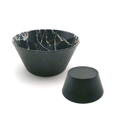 China 100% Stocked Melamine Bowl Set Salad Black Color Marble Pattern For Kitchenware for sale