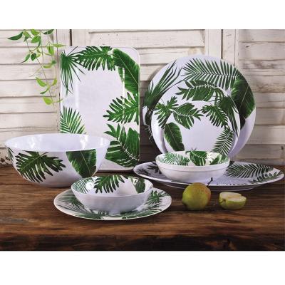 China BSCI Factory Nature Pattern Melamine Stocked Shatterproof Tableware Set For Restaurant for sale