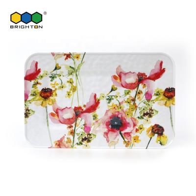 China Rect Tray Home Heat Resistant Plastic Hammered Food Serving 15 Inch Melamine Tray for sale