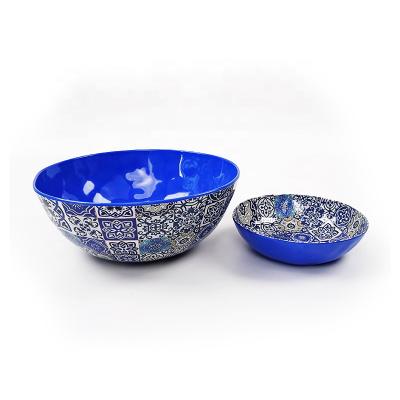 China New Design Solid Color Stocked Melamine Mixing Blue Color To Decal Bowl Set for sale