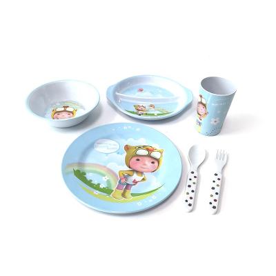 China Stocked High Quality Melamine Kids Dinnerware Dishes Care Set For Kids Party for sale