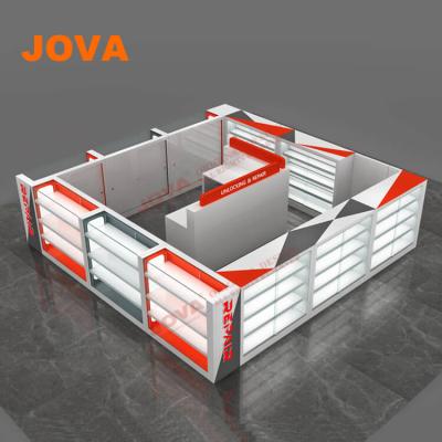 China MDF mobile phone accessory kiosk brand design orange mall mobile phone accessories kiosk and mobile phone repair workstation for sale for sale