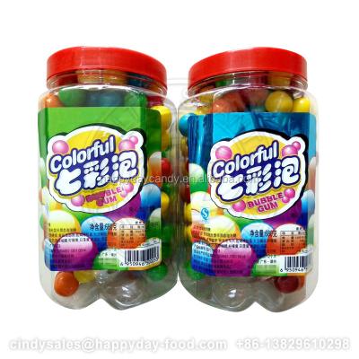 China HAPPYDAY BALL HOLLOW BUBBLE GUM IN JAR MULTICOLOR FRUIT FLAVOR 001218 for sale