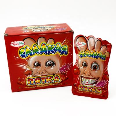 China Normal HAPPYDAY FOOT LOLLIPOP WITH JUMPING CANDY IN FOOT SHAPE BAG MAGIC CANDY for sale