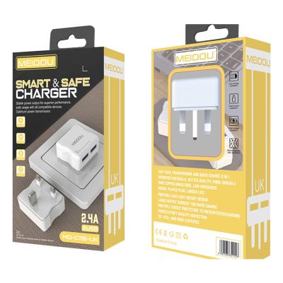 China 2021 new design smart& Qi safe mobile fast charger 2.4A -2USB for sale