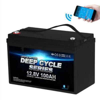 China 12v100ah lithium camper battery deep cycle rv self heating bluetooth motorhome battery for sale