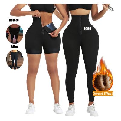 China Wholesale-Breathable Burning Gaiters For Women Sport Tracksuit High Compression Waist Capris Body Shaper Slim Hot Thermo Pants for sale