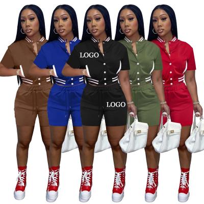 China Custom Logo Women's Breathable Jacket Summer Short Baseball Suit Colorblock Set Two Piece Set Short Jacket Baseball Uniform for sale