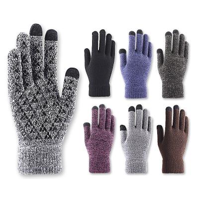 China Winter warm unisex plus velvet thickened knitted gloves riding cycle compression cycling gloves black unisex OEM logo for sale