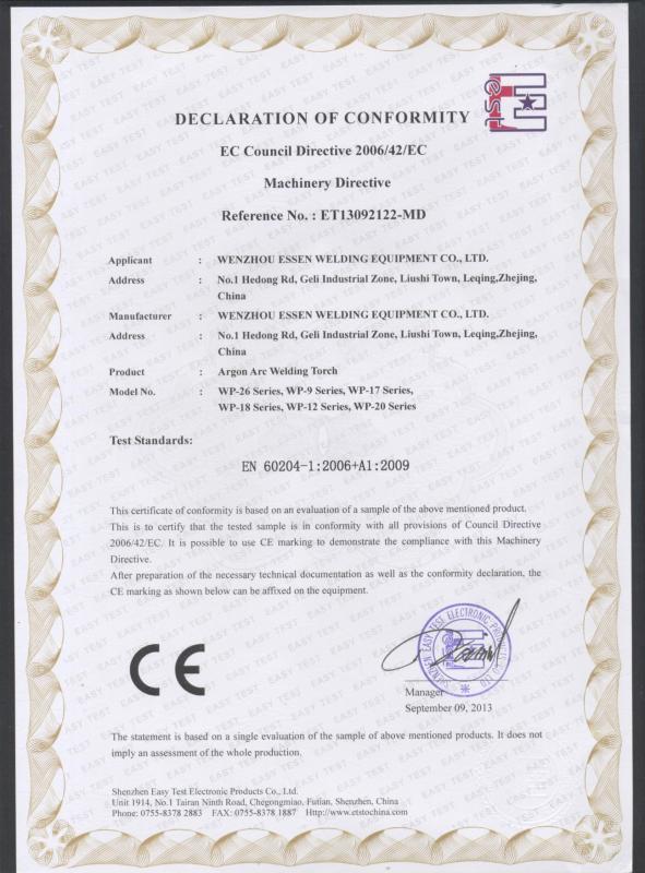 CE - Xiamen Wuhuandadi Electromechanical Equipment Co., Ltd.