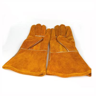 China Breathable Good Quality Custom Leather Protective Welding Glove Logo Fire Resistant Cow Split Safety for sale