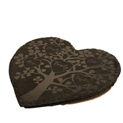 China factory supply Dinnerware Natural Black heart Slate Sushi Plate for Food Serving for sale