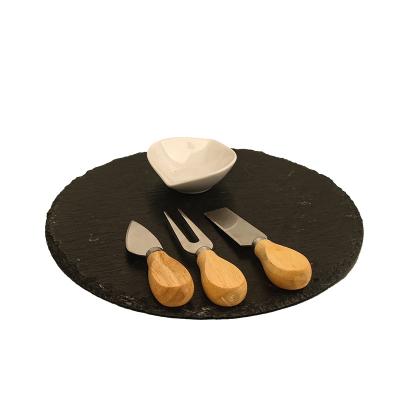 China Christmas gift sushi cheese board fruit steak service natural edge slate plate for sale