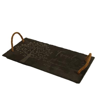 China Rectangular Shape Tableware Black Slate Plates Cheese Board in stock for sale