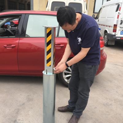 China PH100 ​​Steel Tube Metal Manual Rising Retractable Steel Bollard for sale