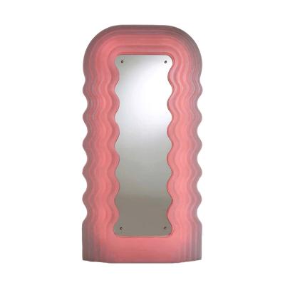 China Morden Wave Body Length Mirror Full Mirror Luxury Italian Slim Art Dress Mirror With Led Lights for sale