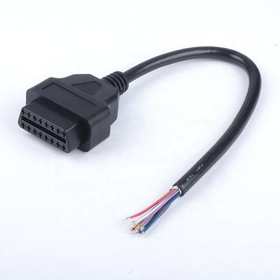 China 90% Car Best Quality For Data OBD Male Plug Adapter Extension Cable With Open Wire Adapter Diagnostic Tools Inter Durable Accessories for sale