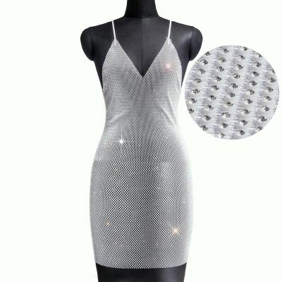 China Viable Sexy Rhinestone Dress Crystal Mesh Party Dress Swimming Edge Rhinestone Net Dress for sale