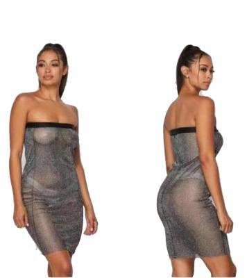 China Diamond Particle Bag Antistatic Super Hot Sexy Wrap Chest Super Instant Dress for sale