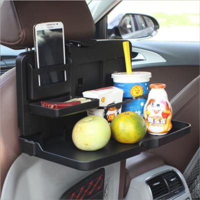 China ABS Folding Plastic Car Back Seat Drink Holder Table Folding Travel Dining Tray for sale