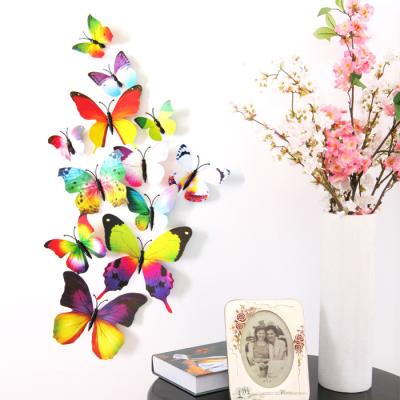 China Wall Decor Factory Hot Sale 12 Pieces Bag PVC Colorful Fridge Room Decoration 3D Wall Sticker Magnetic Butterfly Stickers for sale