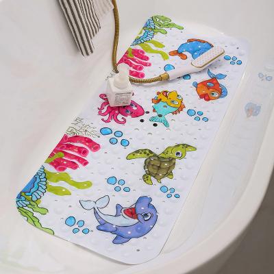 China 2022 Hot Sale 14 Colors Amazon Logo Bathroom PVC Non-slip Printing Bathtub Sea Viable Animal World Cartoon Mat Children Child Bath Mat for sale