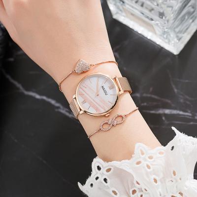 China 2021 Hot Selling Popular Gift 5 Colors Stainless Steel Band Women's Non-Specific Diamond Bracelet Watch Casual Quartz Watch Set for sale