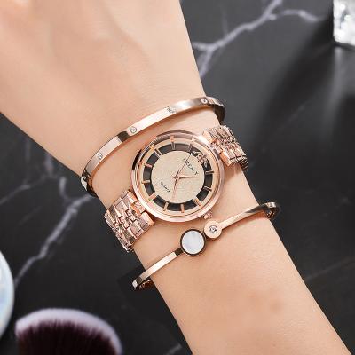 China Lady Unspecific Best Gift Box Girl of Success 3 Pieces Gold Sliver Bangle Watch Women Set Stainless Steel Lady Bangle Watch Set for sale