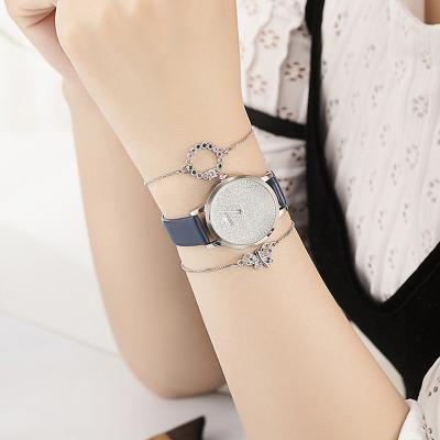 China Not Specified 2021 Best Women's Luxury Lady Girl Gift All Than Lady Hand Chain Wristwatch Sliver Gold Diamond Set 3 Pieces Watch Set Bracelet Women for sale