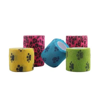 China Customizable Custom Logo Printed Nonwoven VET WRAP Assorted Colors Check Wrap Cohesive Bandages for sale