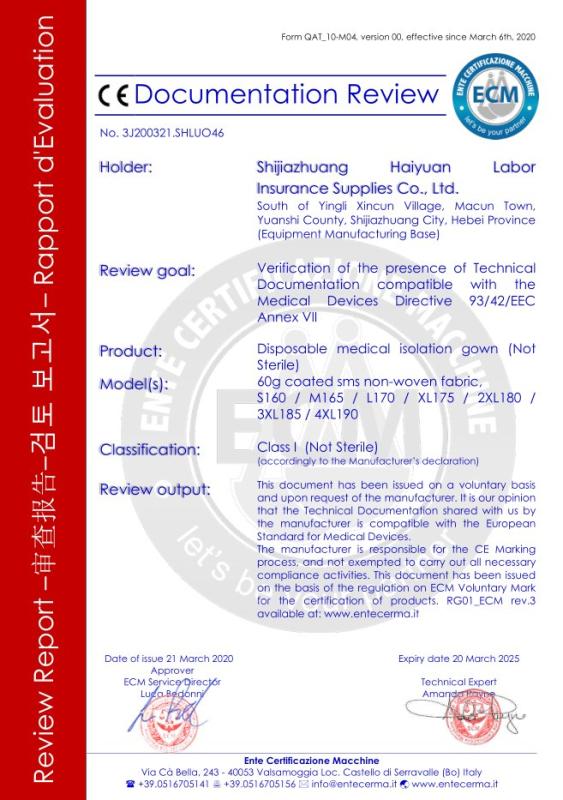 CE - Shijiazhuang Haiyuan Labor Security Supplies Co., Ltd.