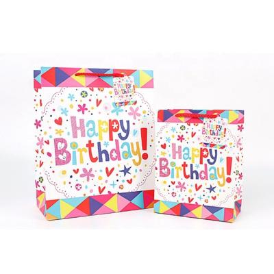 China New Design Recyclable Kraft Paper Cardboard Birthday Gift White Bag For Shopping for sale