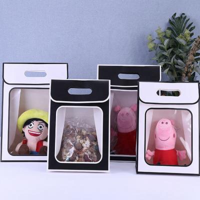 China Recyclable Custom Bags Hardcover Christmas Gift Colored Paper Bag For Cosmetic Jewelry Packaging With Window for sale