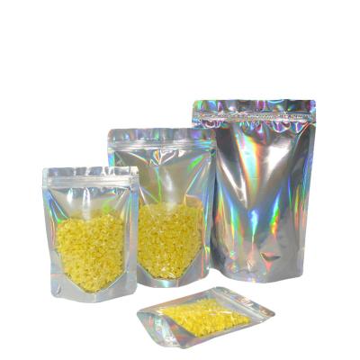 China 100 Pcs Laser Aluminum Foil Value Pack Moisture Proof Resealable Holder Up Zip Lock Bag Hologram Self Seal Zipper Plastic Pouches Bag for sale