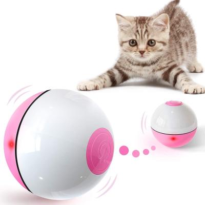 China Stocked Toys Interactive Usb Toy Cats Exercise Feather Electronic Led Motion Activated Pet Smart Cat Plays The Automatic Rolling Ball for sale