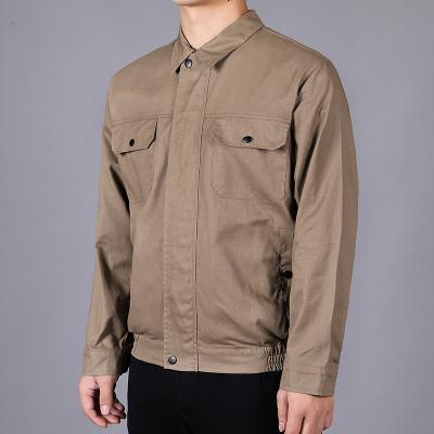 China Breathable peak air conditioning unisex khaki long sleeve jacket with mini 100% cotton fan made uniform for sale