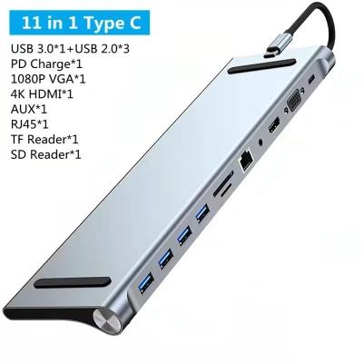 China USB-C Multiple Hub 11 In 1 Usb Hub Docking Station Usb C Hub 3 0 Types Usb Splitter 11 Port Types C Extender Usbc Dock Hub For Computer laptop for sale