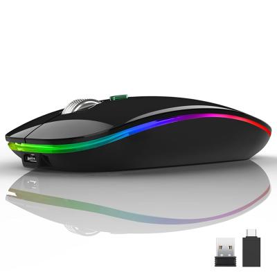 China Colorful LED Mouse LED Wireless Mouse Slim 2.4G USB Rechargeable Wireless Computer Mouse Quiet Portable Optical Wireless Mice With USB Receiver for sale