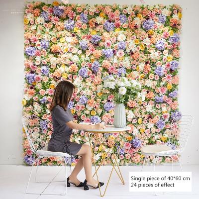 China Eco-friendly Promotional Wholesale Artificial Rose Wall Backdrop Wedding Decoration Backdrop Artificial Flower Floral Wall for sale