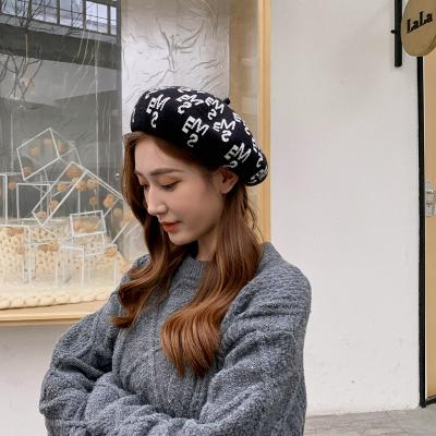 China Hot Wholesale Fashion Women Ins. Stats Dobby Beret Hat Soft Faux Fur Knit Beret Hat for sale