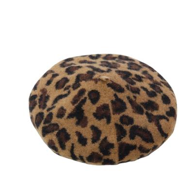 China High Quality Painter Beret Headwear Cotton Leopard Print Wool Beret BERET Western Fashionable Leather Trim Hat Customizable for sale