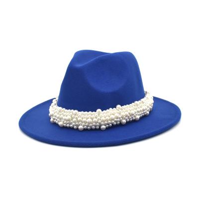 China Wholesale Picture Felted Hat Hats Women Overflow Wool Two Fedora Hat With Pearl Toned Hat for sale