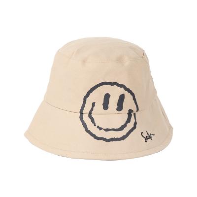 China Pond Casual Hats Outdoor Visor Sun Plush Fisherman Smiling Face Embroidered Letters Summer Couples Shading Hat for sale