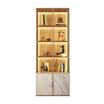 China Nordic Simple Modern Large Wall Floor Floor Full Customizable Light Luxury Customizable Glass Wall Bookcase Bookcase With Door for sale