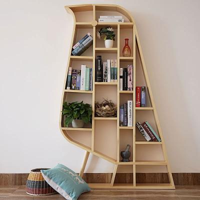 China (Other) Adjustable Solid Wood Bookcase Bookshelf Wine Bookshelf Cabinet Creative Bookcase Multi-Layer Display for sale