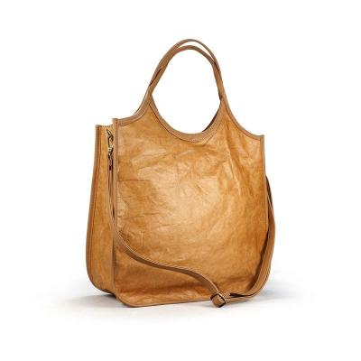 China Kraft Paper Bag Tyvek Tote Bag Personalized Brown Kraft Paper Handbag/Environment Friendly Paper Shoulder Bag for sale