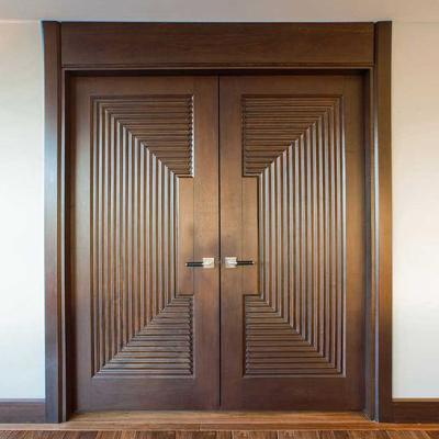 China Europe and America China Manufacturer Solid Teak Double Door Double Entry Doors Design Exterior Front Doors Superior Wood Modern Double Entry Doors for sale