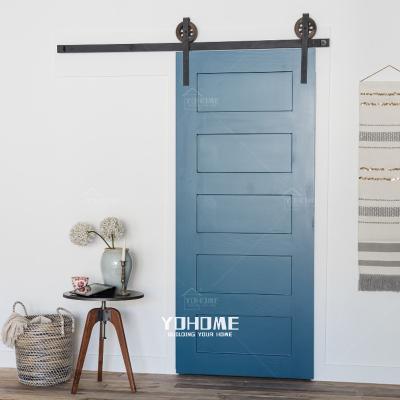 China Fire Protection American Modern Interior Barn Doors For Homes Blue Barn Door Painted Sliding Panel Barn Door for sale