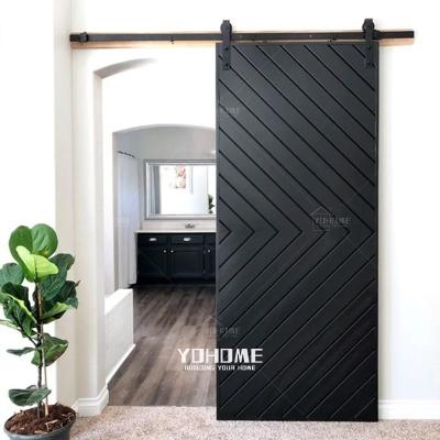 China Foshan barn door design black color custom barn door wooden doors factory fire protection for sale